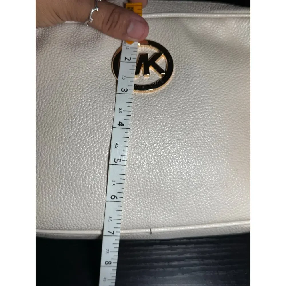 Michael Kors MK Purse Fulton East West Crossbody Bag Vanilla Pebbled Leather